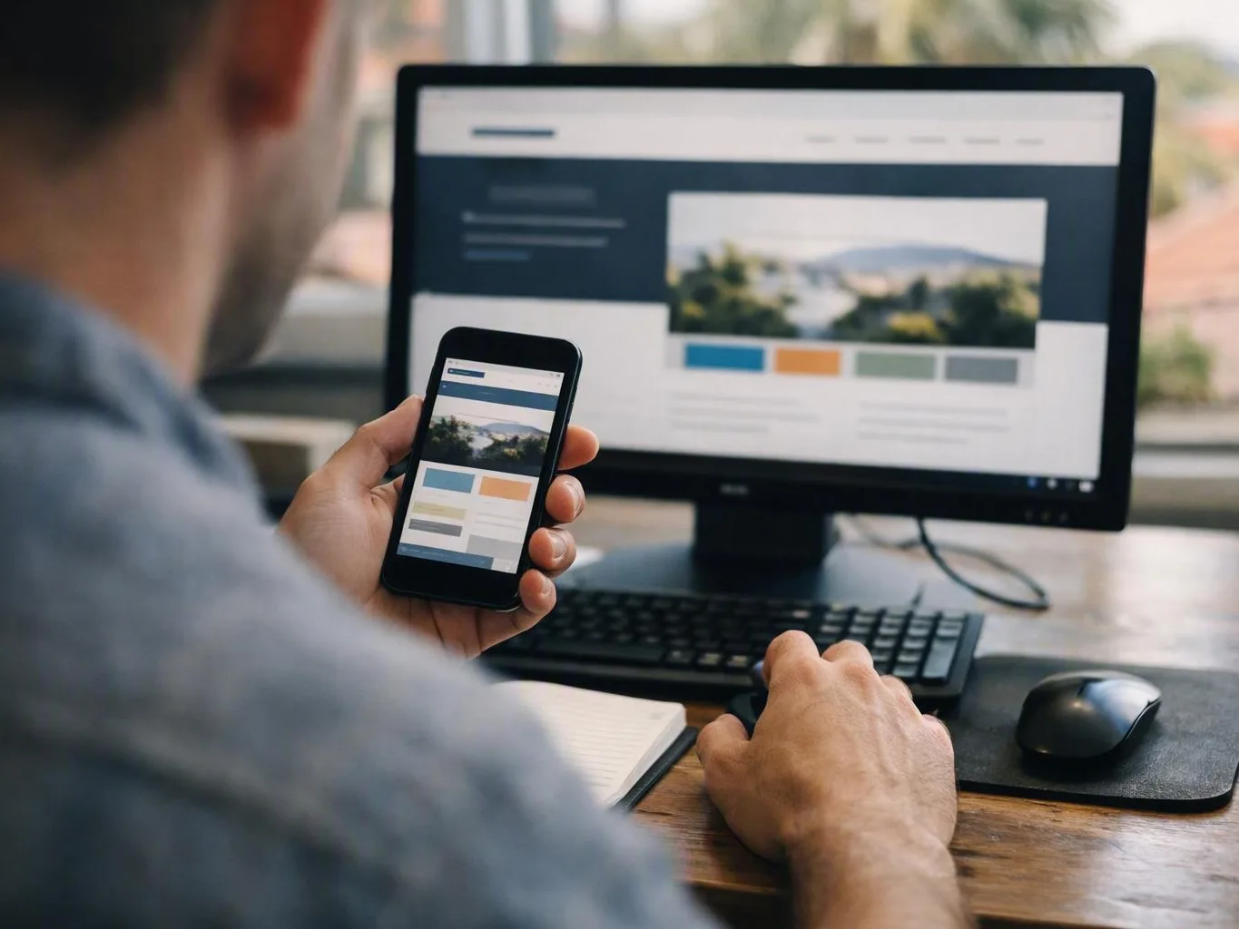 Mobile page speed test on a desk screen