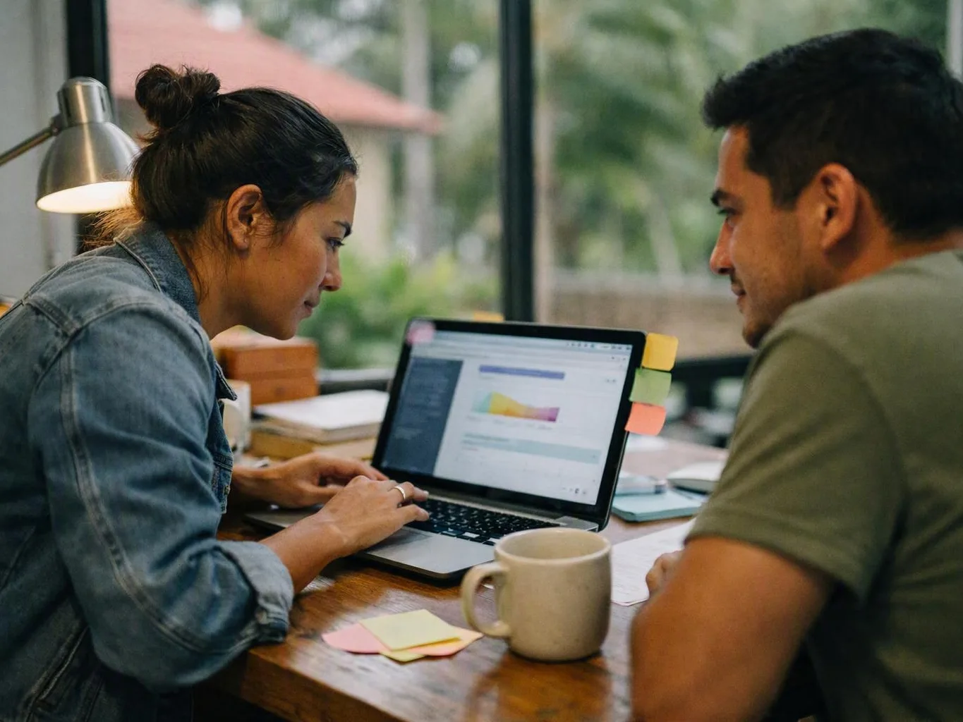 Designer checking a site map on a laptop